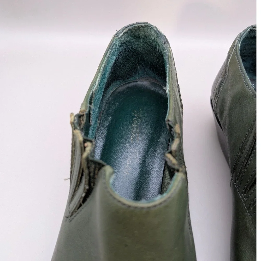 Vintage Nine West Sage Green Leather Lizard Print Western Booties Size 6.5